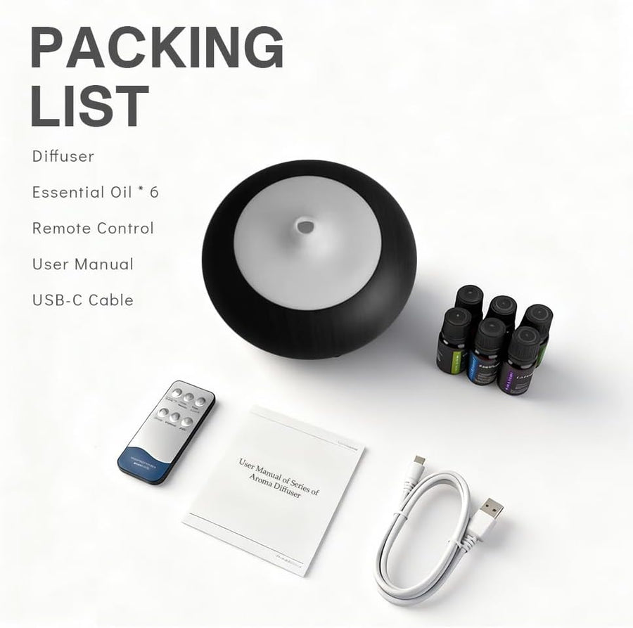 Rounded Teardrop Dark Wood Diffuser with Essential Oil Set