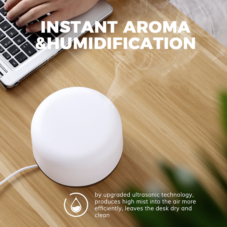 Wood diffuser on desk in home office setting