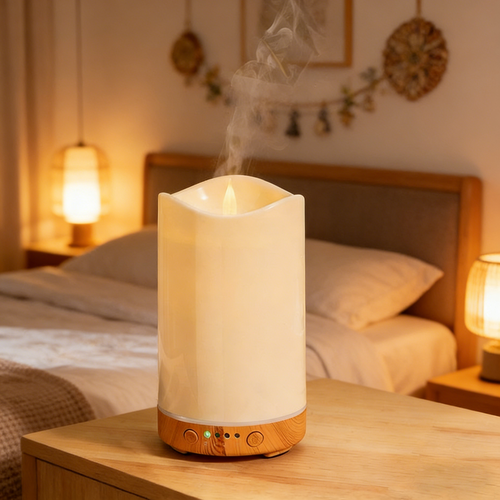 Candle Light Wood Diffuser with Essential Oil Set