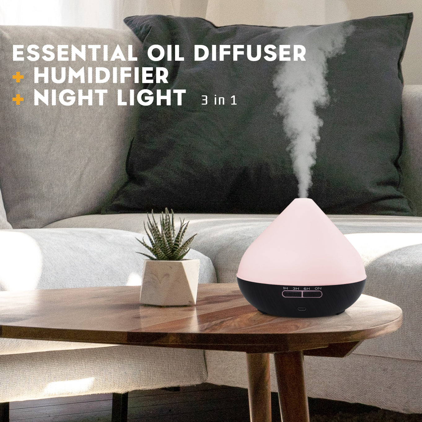 Conical Dark Wood Diffuser with Essential Oil Set