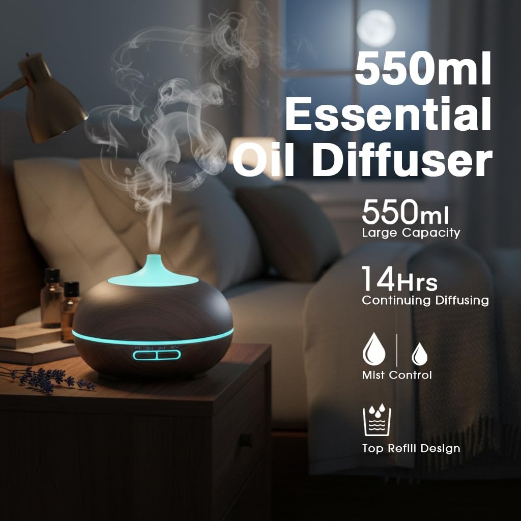 Rounded Teardrop Dark Wood Diffuser with Essential Oil Set