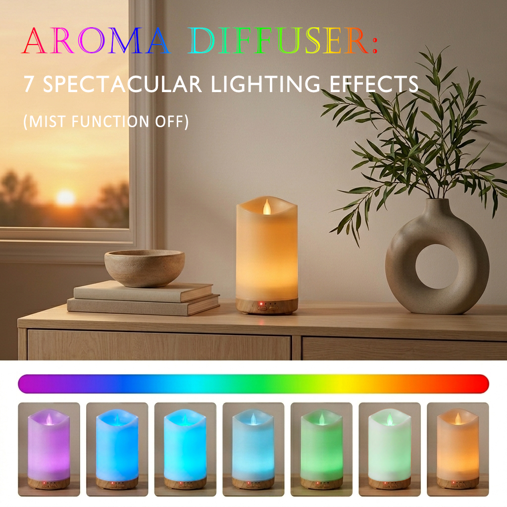 Candle Light Wood Diffuser with Essential Oil Set