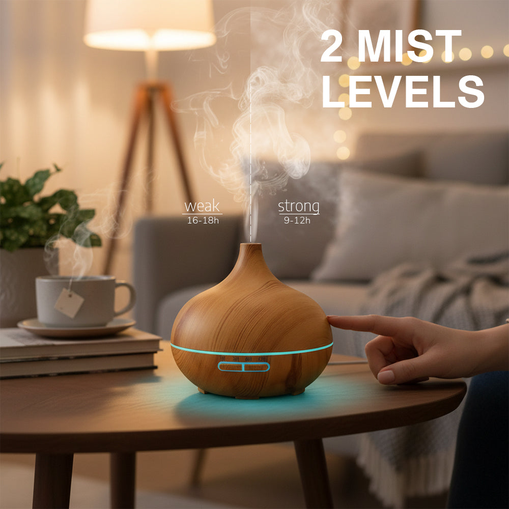 Two mist modes on 550ml ultrasonic diffuser