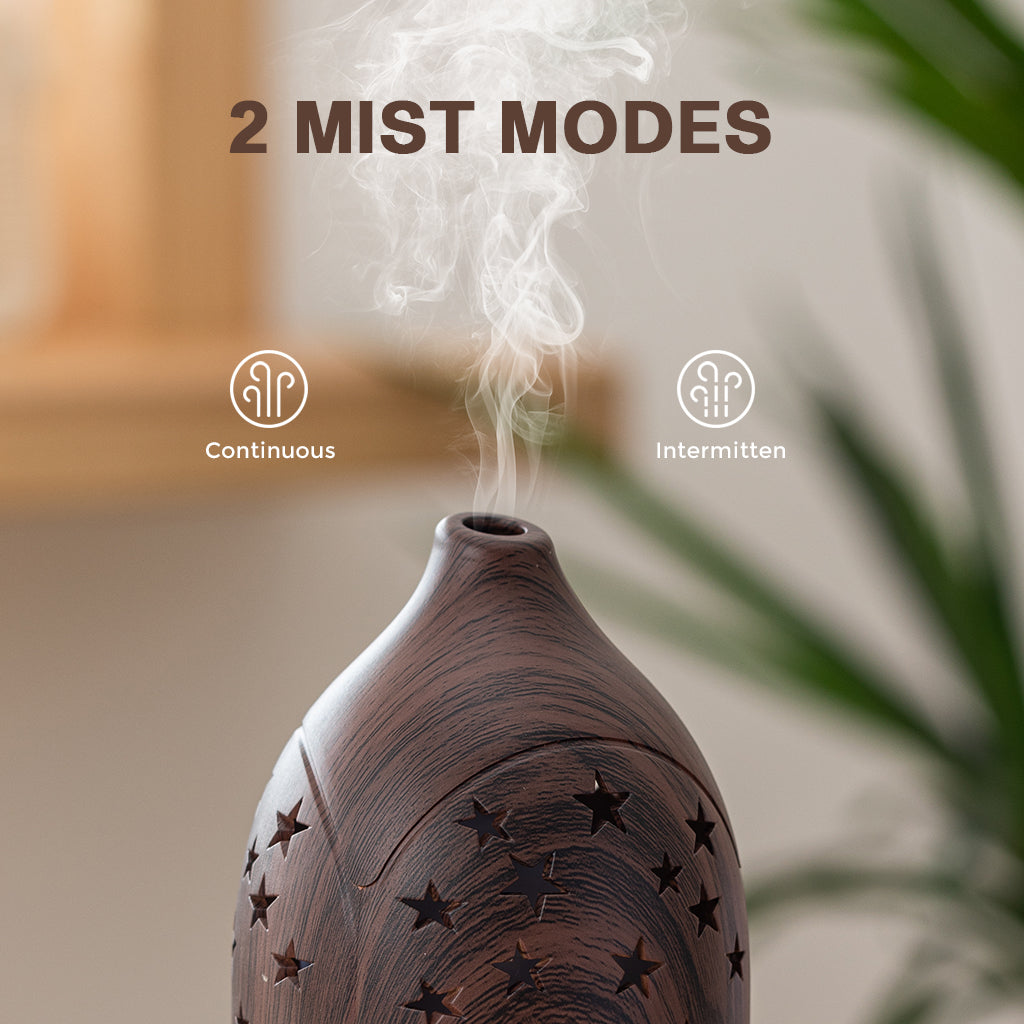 Glowing Star Cutouts Dark Wood Diffuser with Essential Oil Set