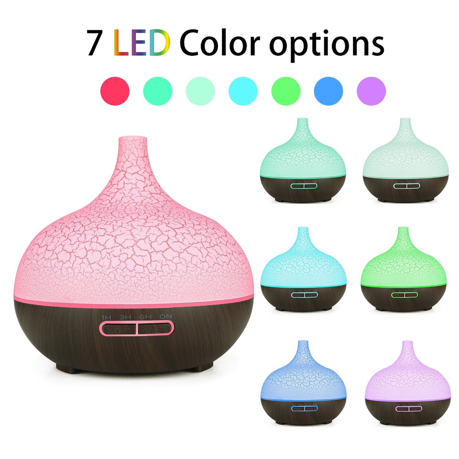 7-color light on crack texture waterdrop diffuser