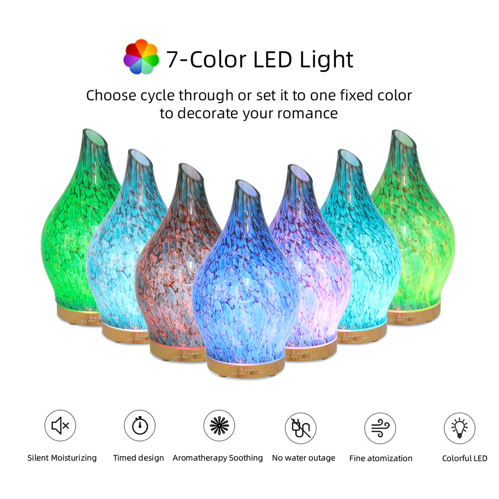 Glass Mottled Light Wood Diffuser with Essential Oil Set
