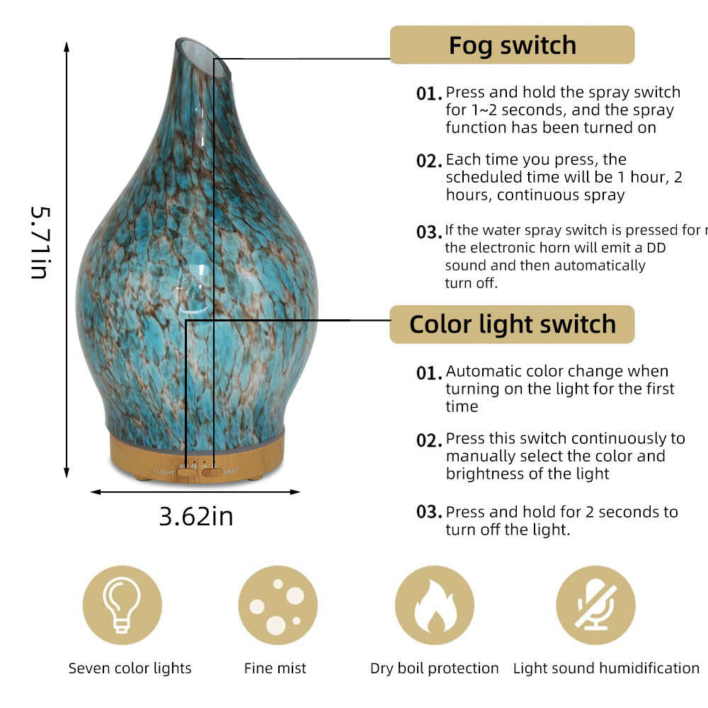 Glass Mottled Light Wood Diffuser with Essential Oil Set