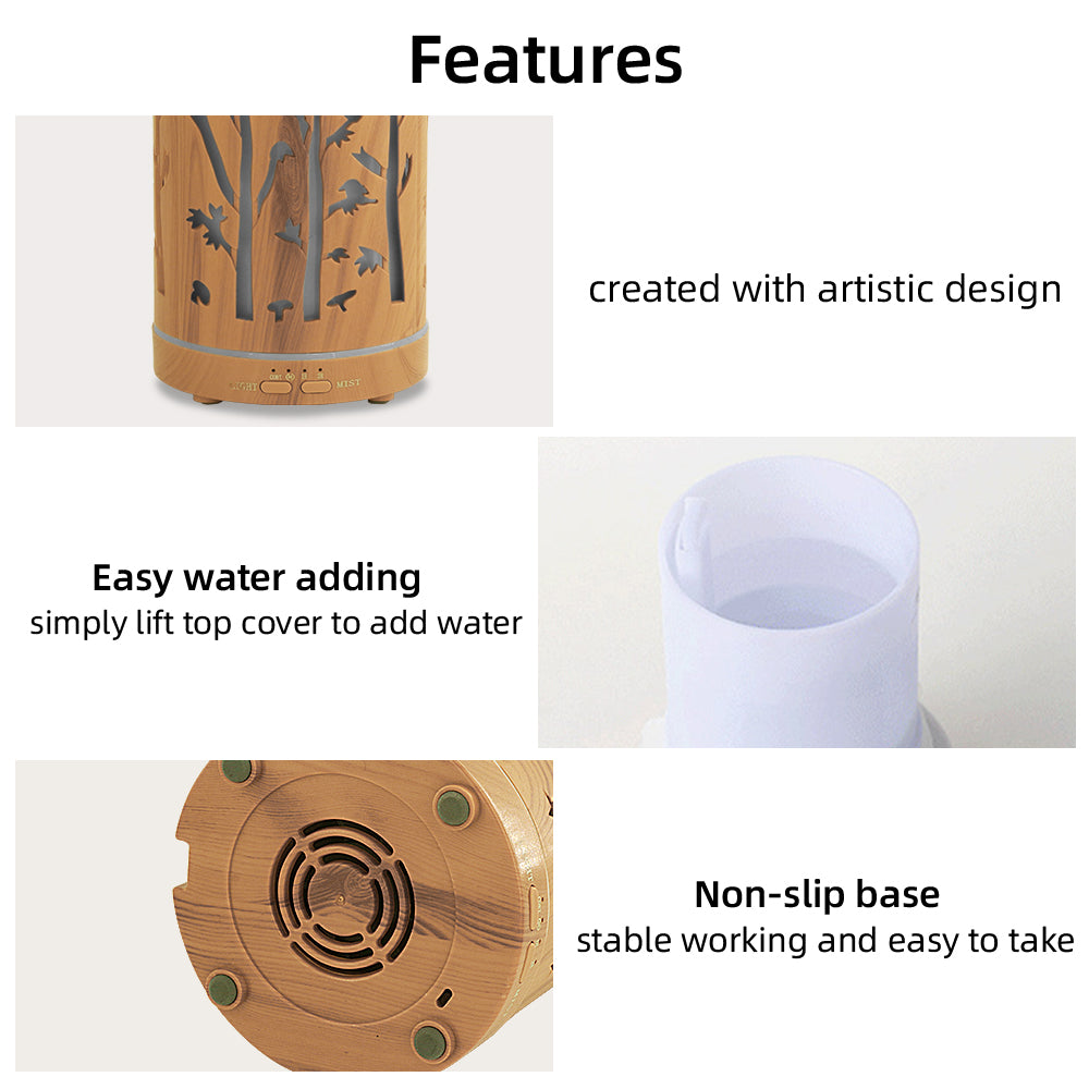 Forest diffuser as night light in home setting