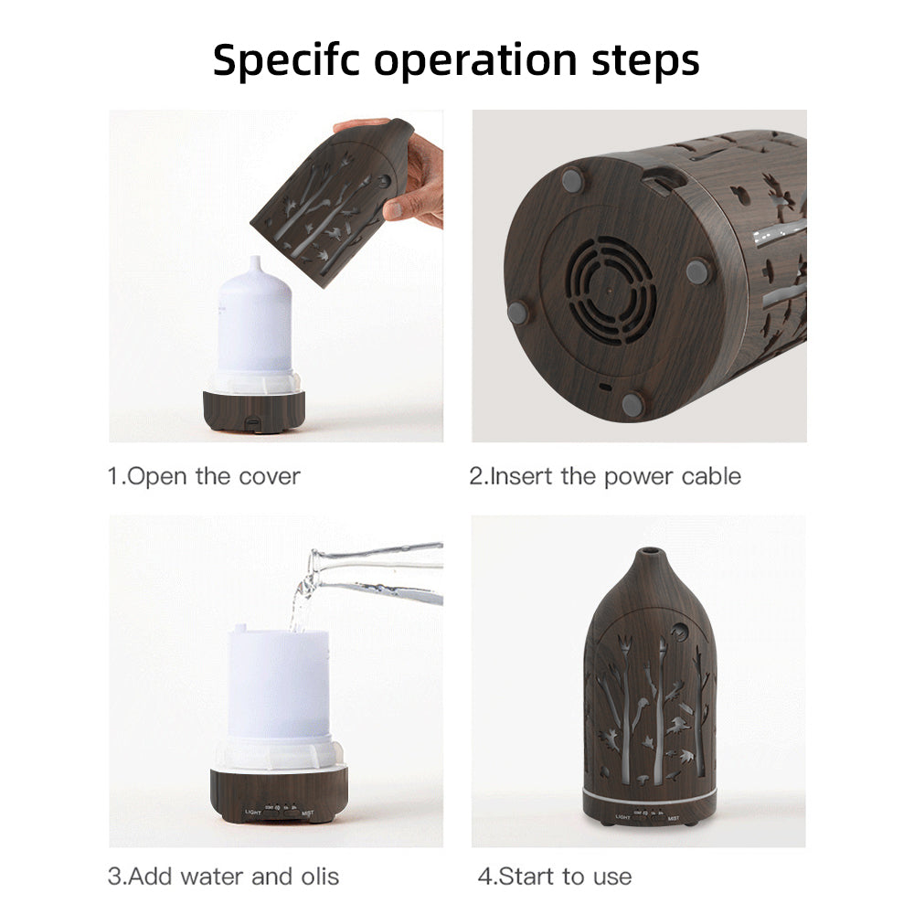 Forest glow dark wood diffuser with essential oils set