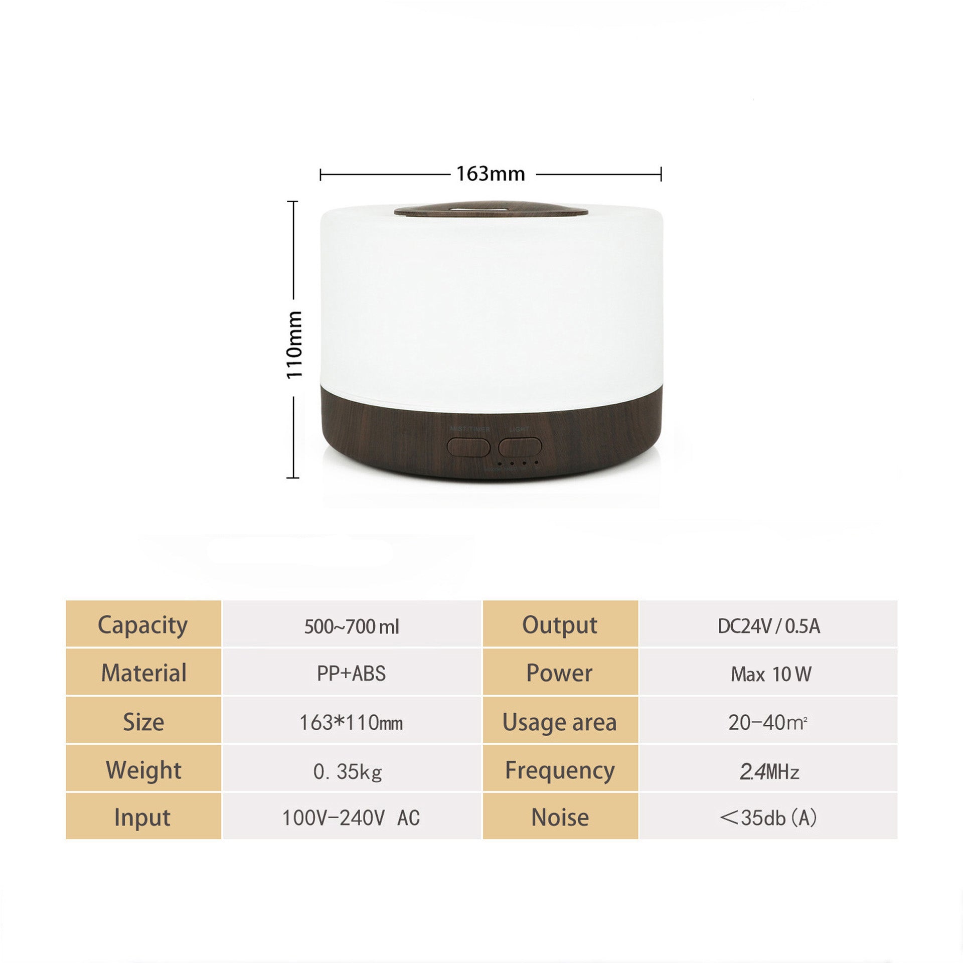 Round dark wood diffuser with essential oils set