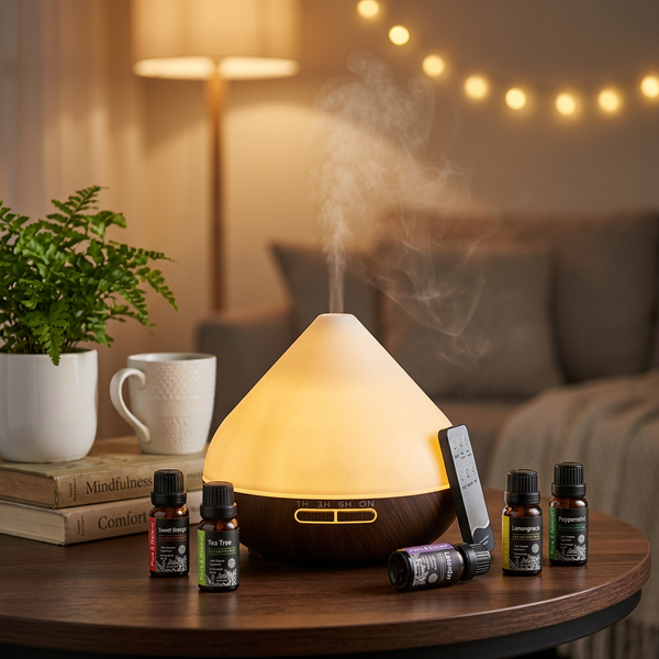 Conical Dark Wood Diffuser with Essential Oil Set