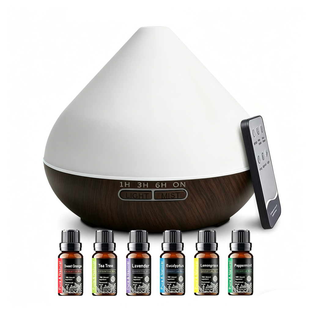 Conical Dark Wood Diffuser with Essential Oil Set