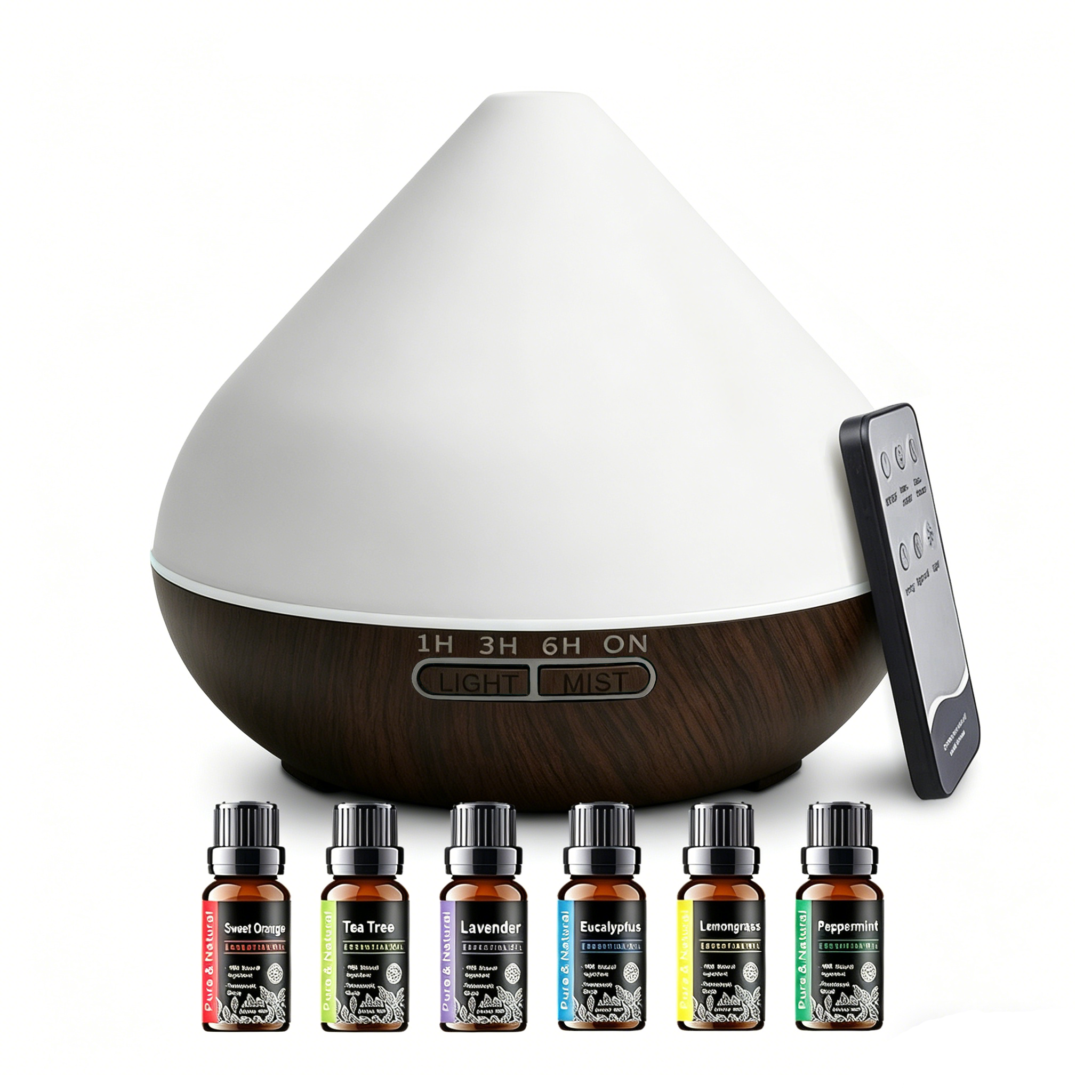 Conical Dark Wood Diffuser with Essential Oil Set