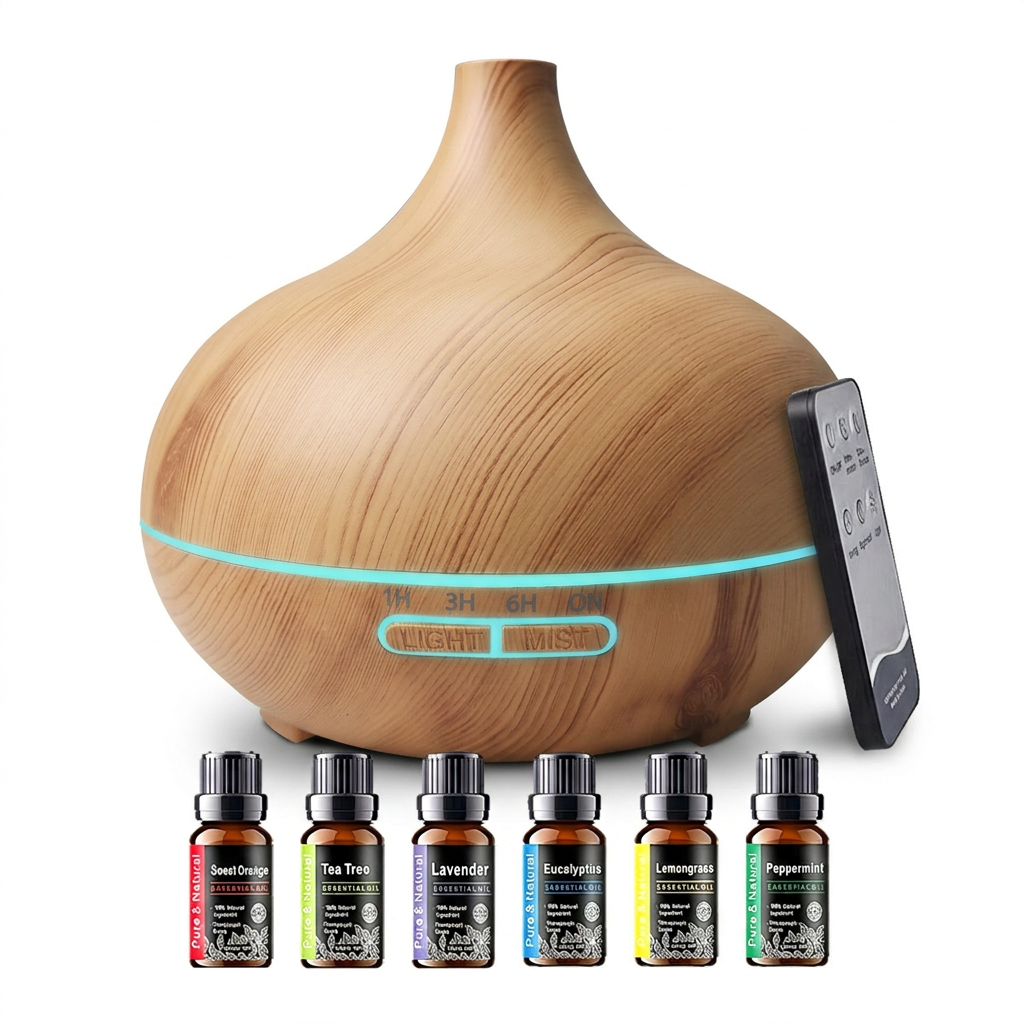 Waterdrop 550ml diffuser in light wood - front view