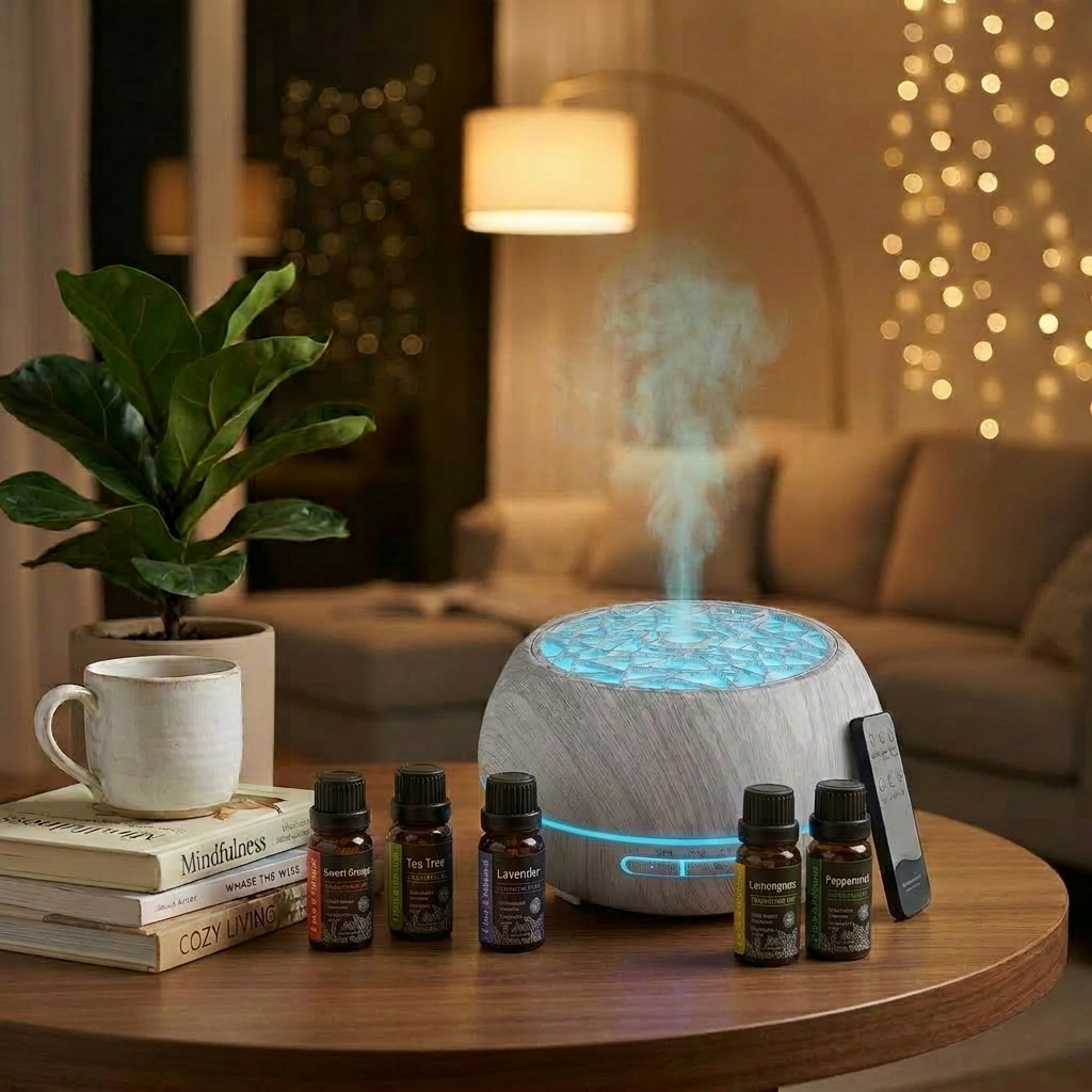 Lattice Diffuser | White | 550ml Ultrasonic Aromatherapy Humidifier with Essential Oils