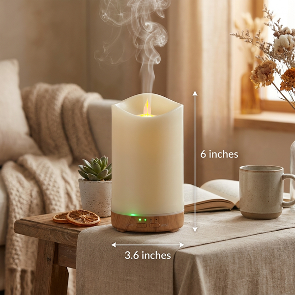 Candle Light Wood Diffuser with Essential Oil Set