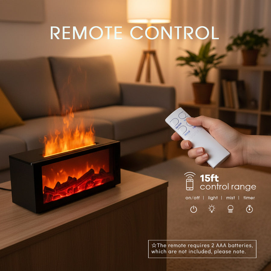 Ultrasonic aromatherapy flame diffuser with remote