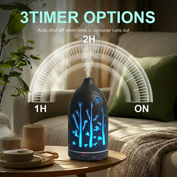 Glowing Forest Cutouts Diffuser | Dark Wood | Ultrasonic Aromatherapy Humidifier with Essential Oils