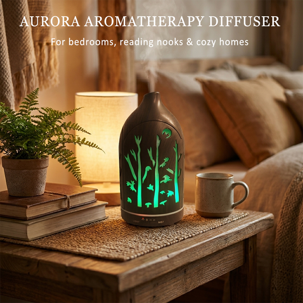 Glowing Forest Cutouts Diffuser | Dark Wood | Ultrasonic Aromatherapy Humidifier with Essential Oils