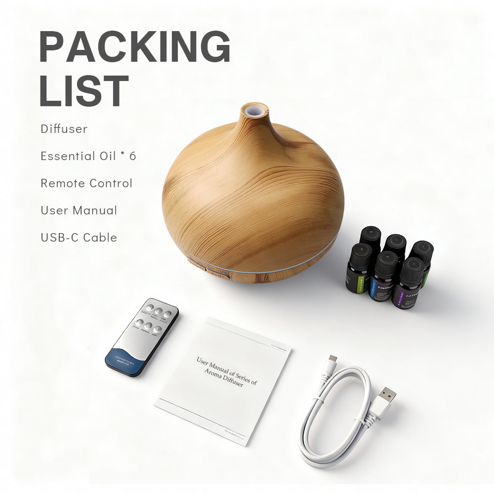 Packing list for waterdrop diffuser with essential oils set