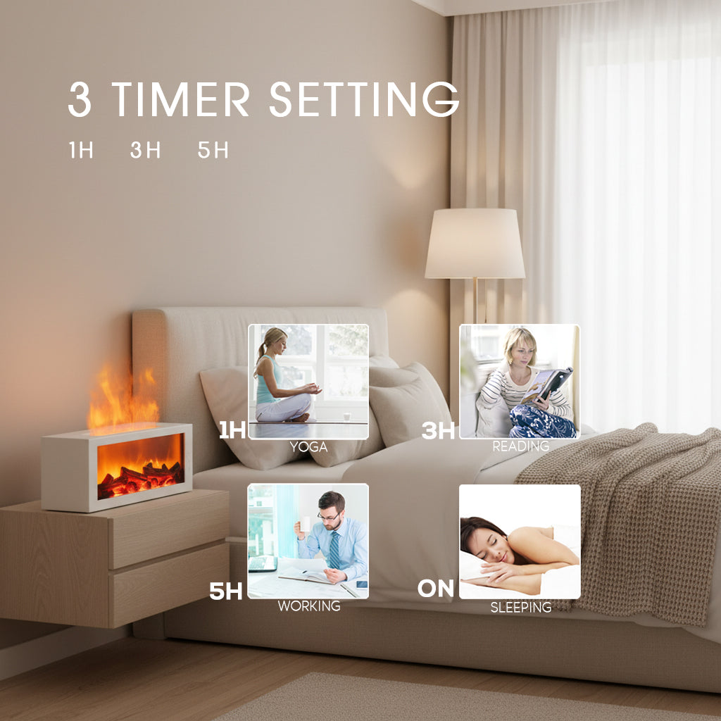 Timer function on white aromatherapy diffuser